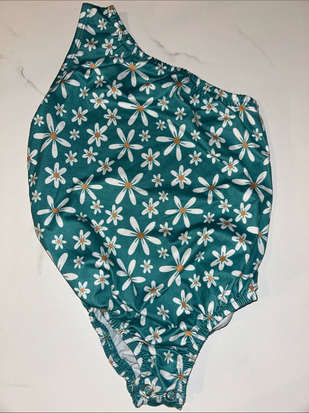 5/$20 Bailey’s Blossoms | Teal Floral One-Shoulder Bodysuit